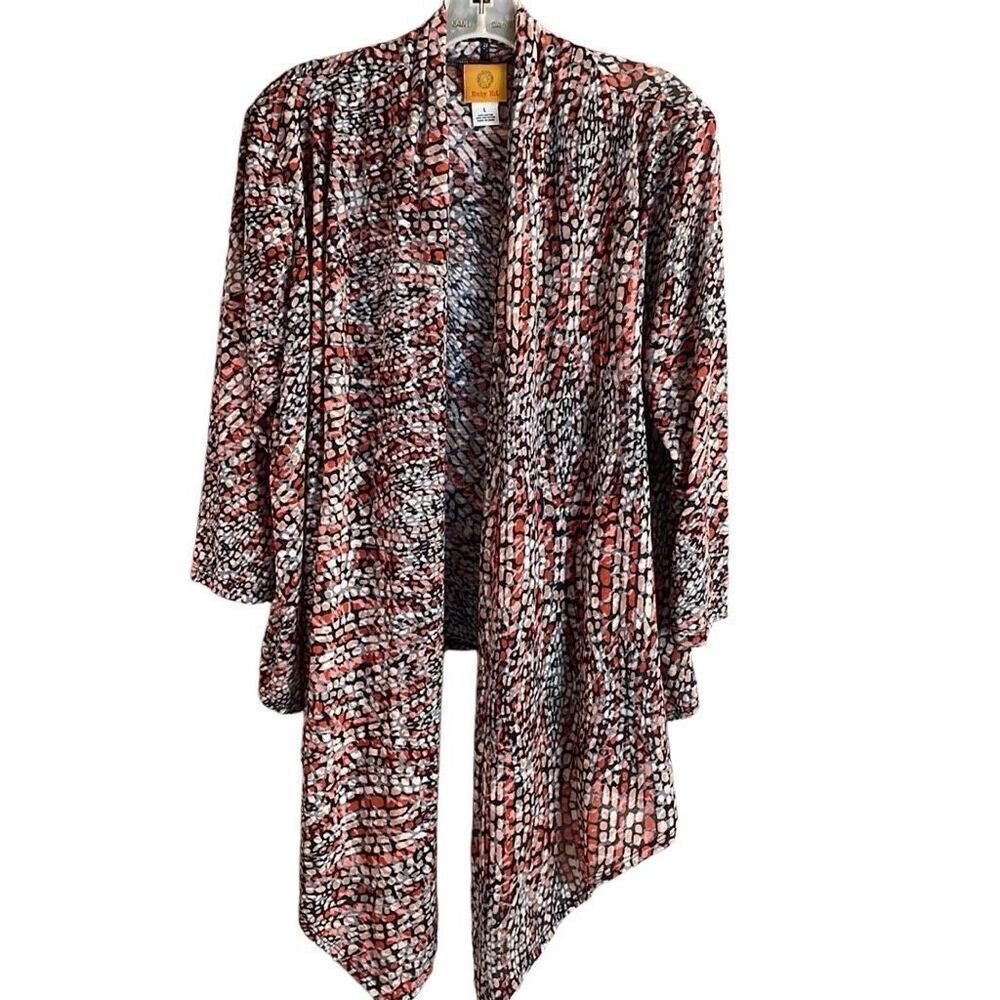 RUBY RD Ladies Lightweight Open Face Asymetrical Fall Color Cardigan Size L
